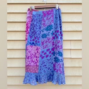 Cynthia Howie Maggie Boutique Floral Ruffled Silk Skirt Size 8